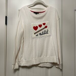 Jane and Delancey Cream Sweatshirt  with Red Heart Design